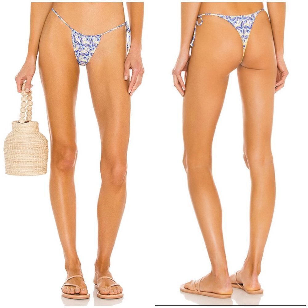 💕FRANKIES BIKINIS💕 Ziggy Skimpy String Bikini Bottom Monarch Butterfly L NWOT